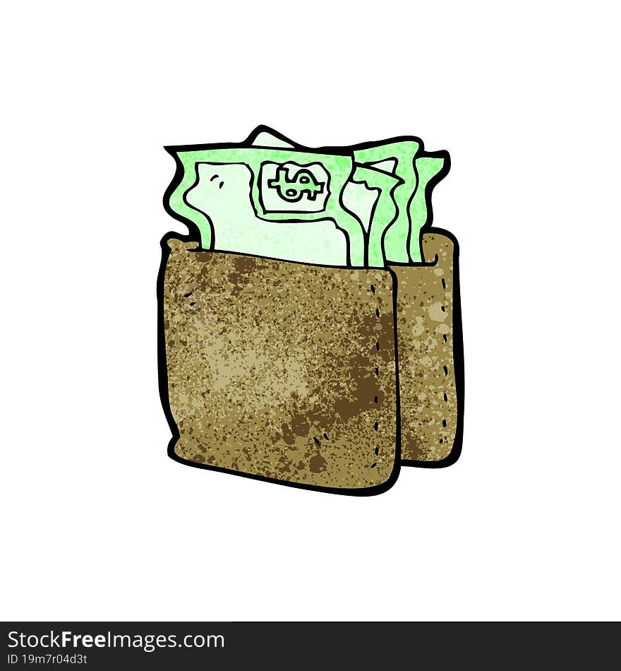 cartoon wallet full of cash