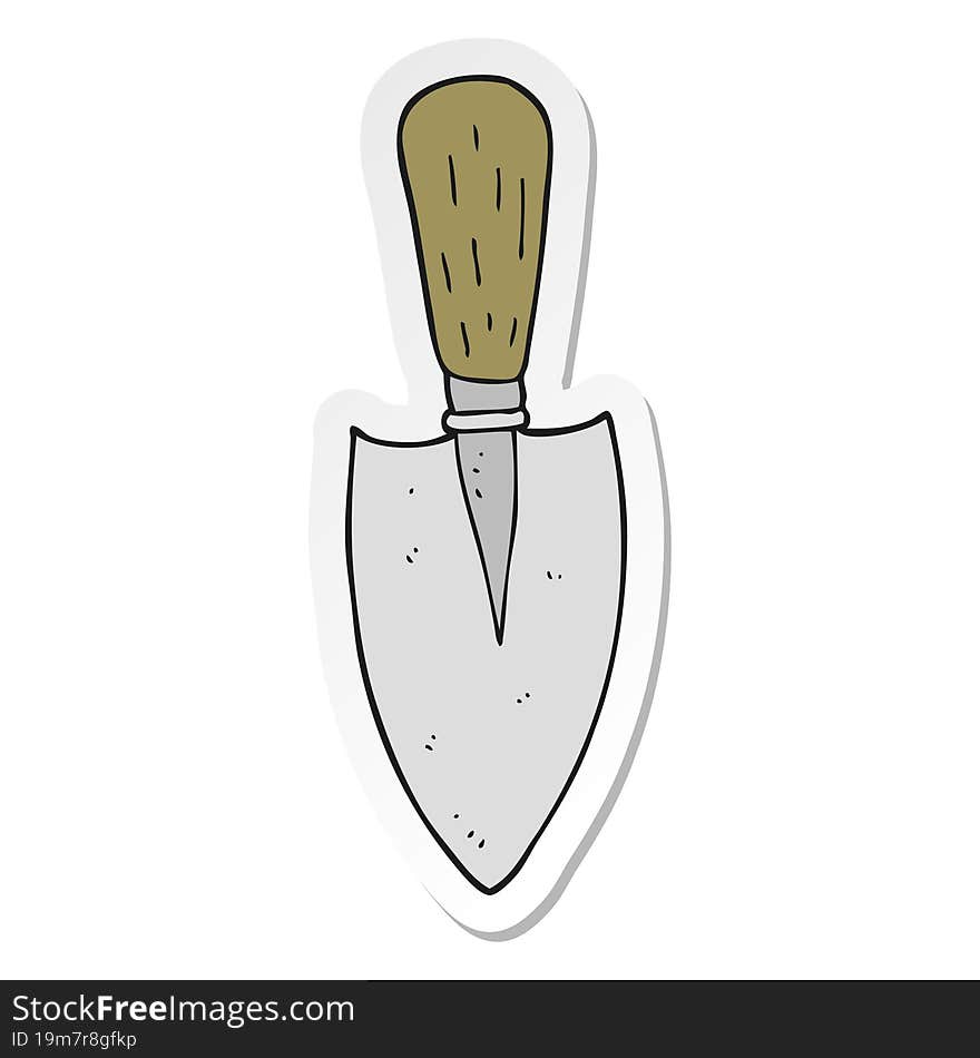 sticker of a cartoon garden trowel