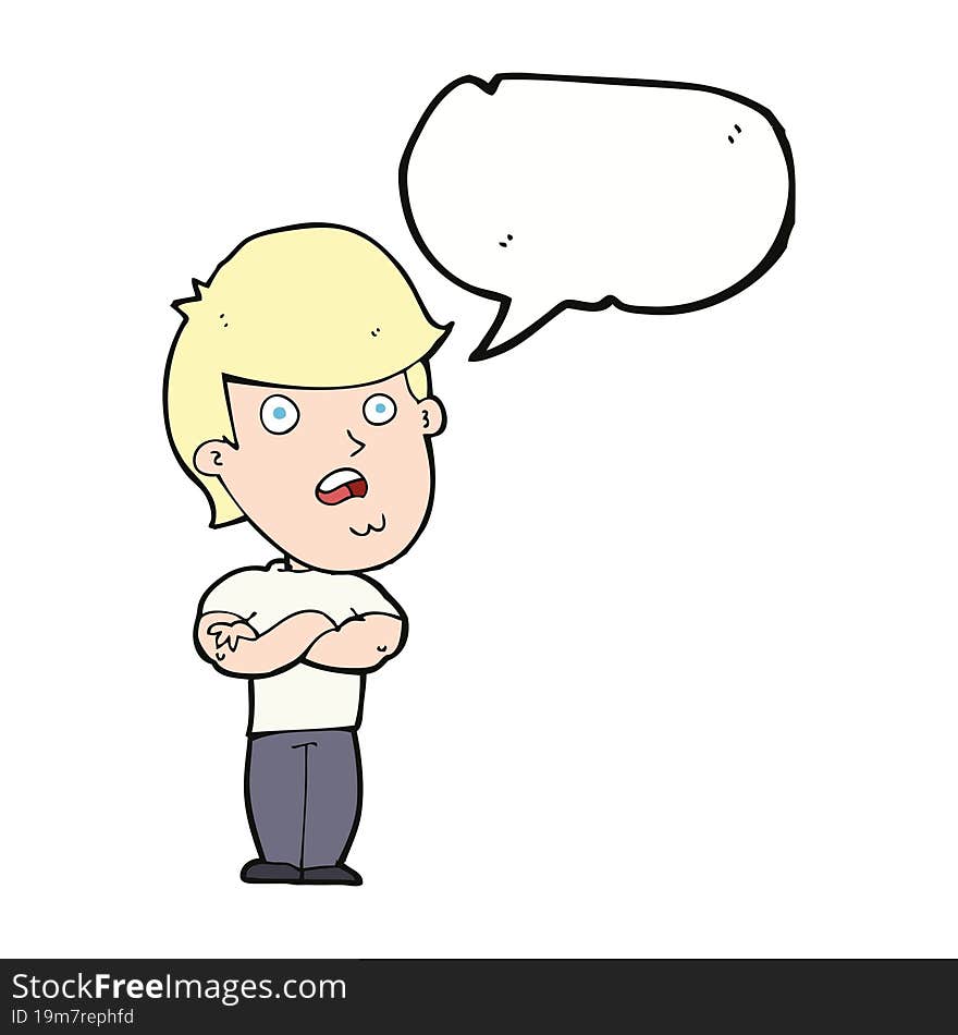 cartoon disappointed man with speech bubble