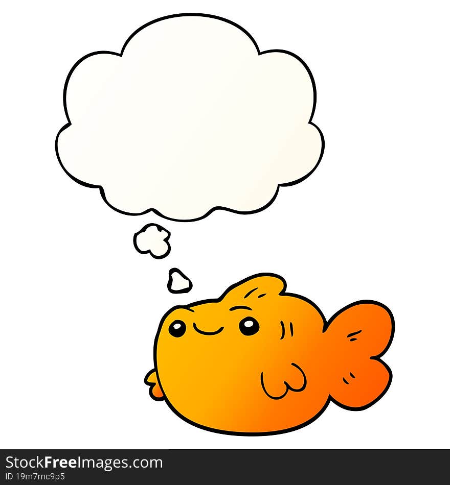 Cartoon Fish And Thought Bubble In Smooth Gradient Style