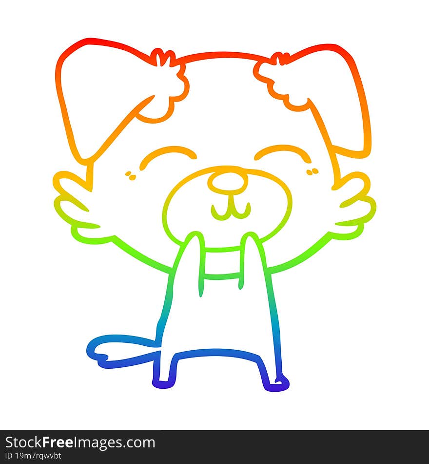 Rainbow Gradient Line Drawing Cartoon Dog