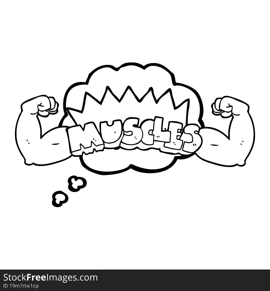 Thought Bubble Cartoon Muscles Symbol