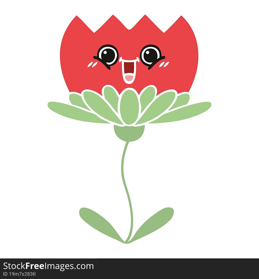 flat color retro cartoon of a flower