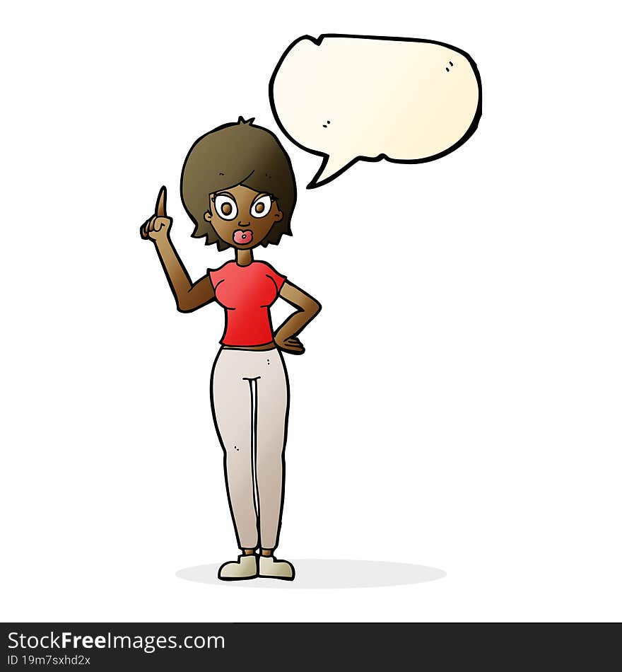 cartoon woman explaining her point with speech bubble