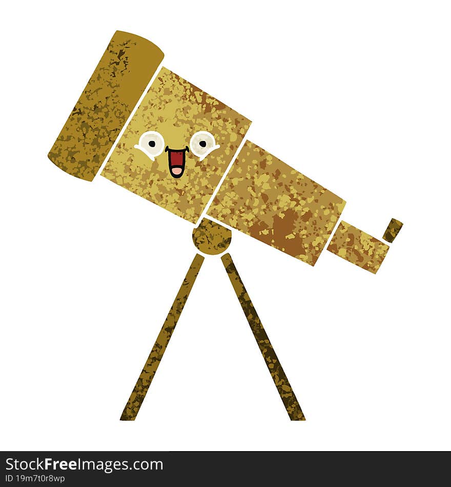 retro illustration style cartoon telescope