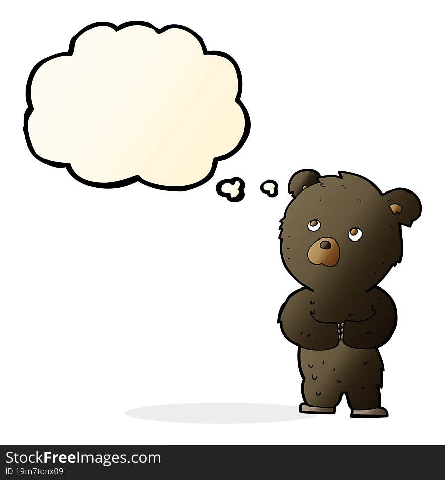 cartoon black bear cub with thought bubble