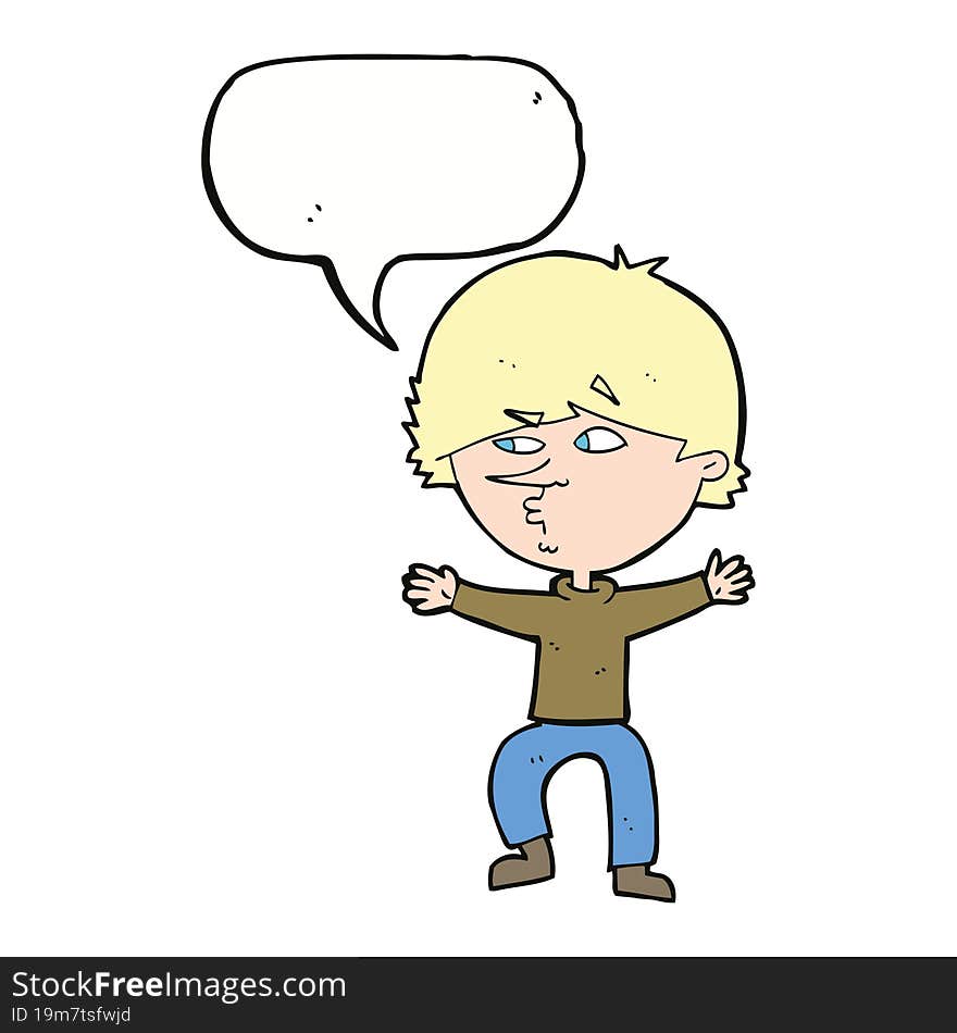 cartoon suspicious man with speech bubble