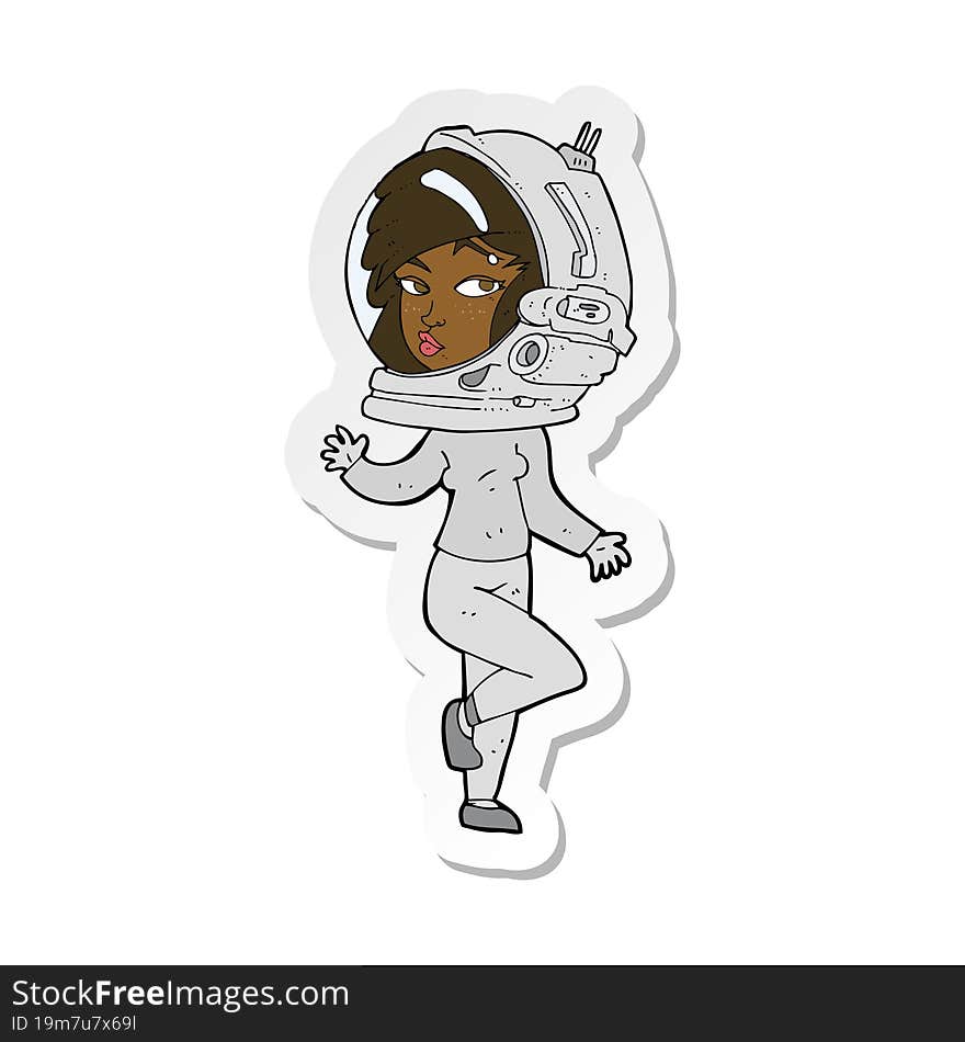 sticker of a cartoon woman wearing space helmet