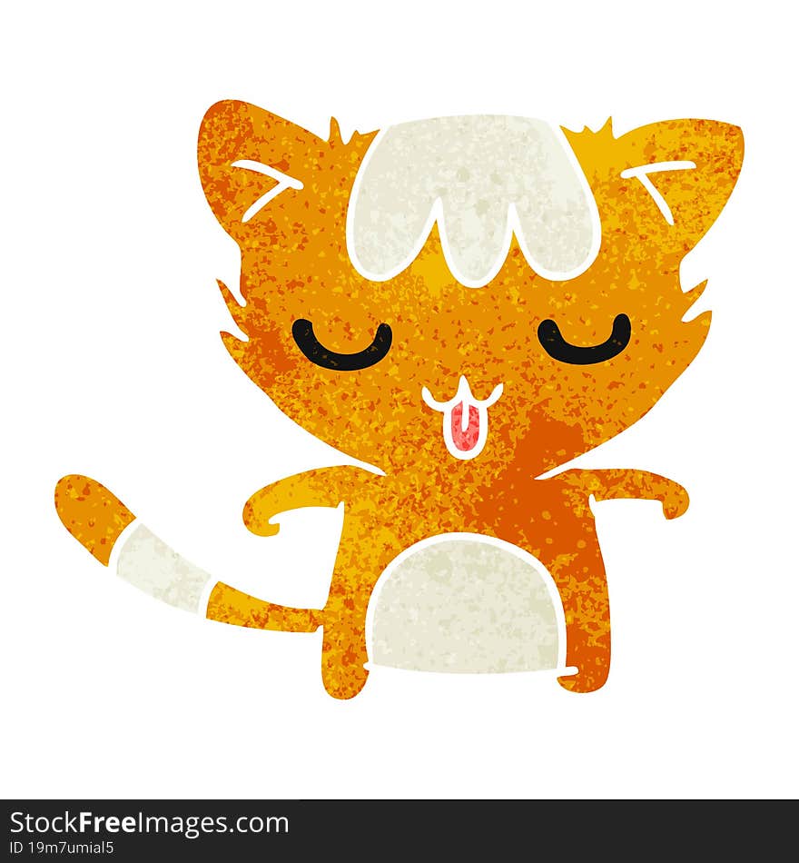 retro cartoon illustration of a kawaii cute cat. retro cartoon illustration of a kawaii cute cat