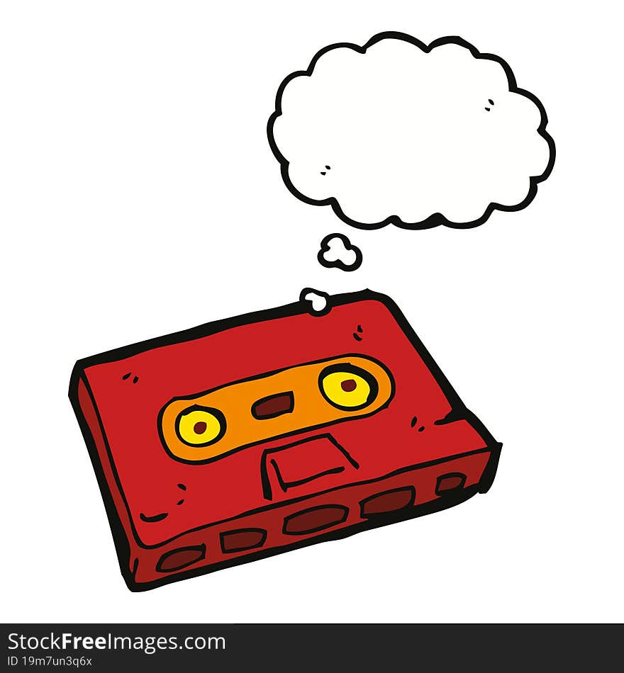 Cartoon Cassette Tape With Thought Bubble