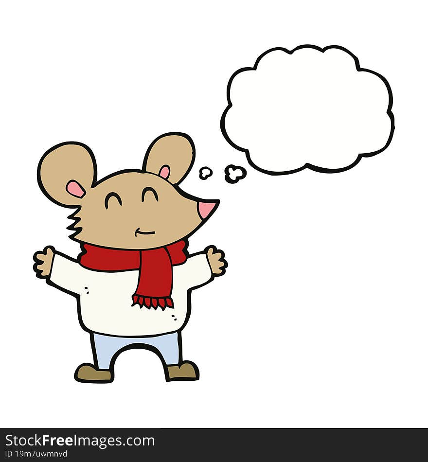 cartoon mouse with thought bubble