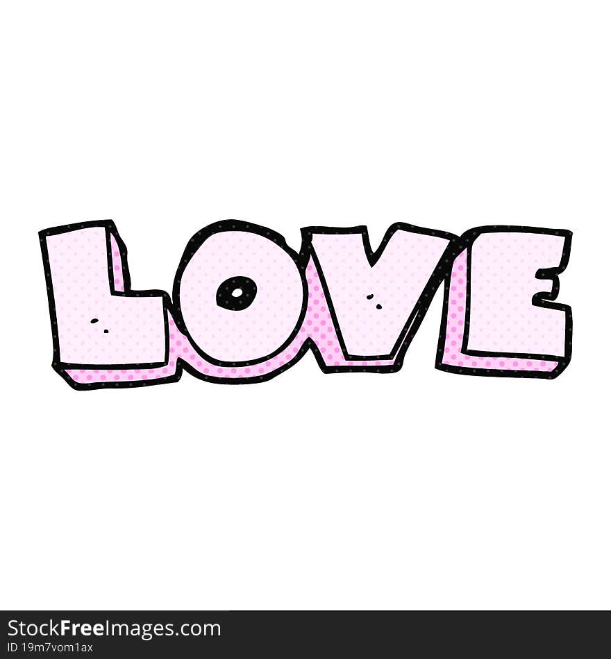 freehand drawn cartoon word love