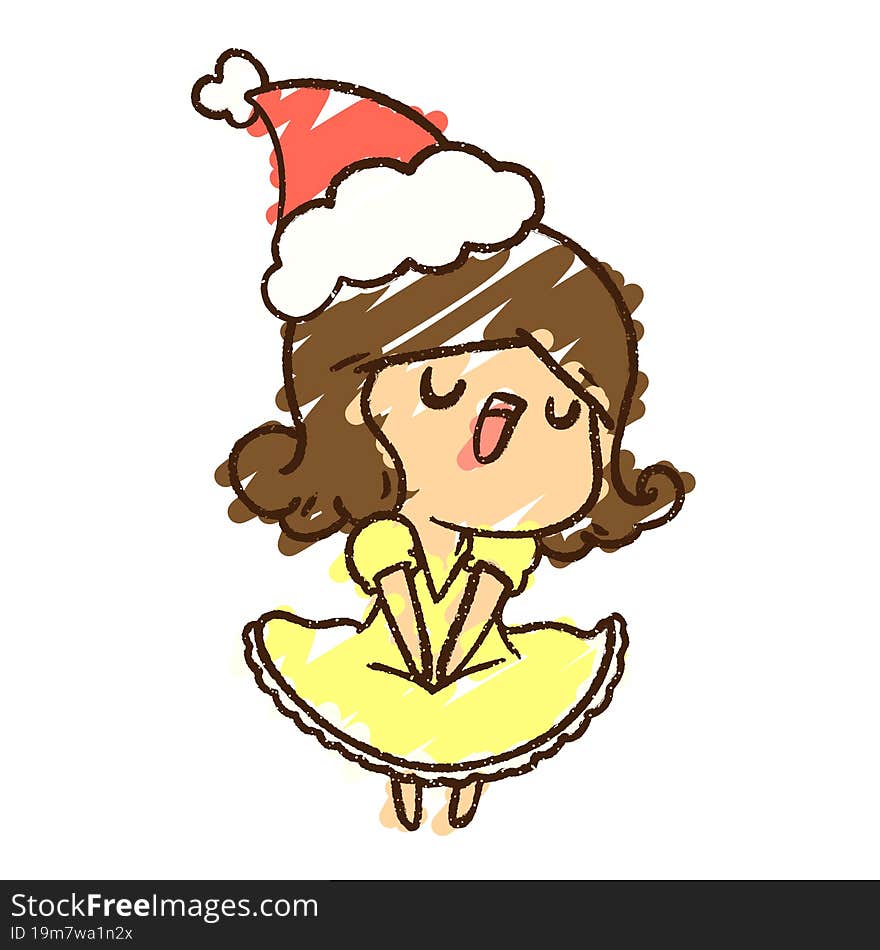 Festive Woman Singing Chalk Drawing