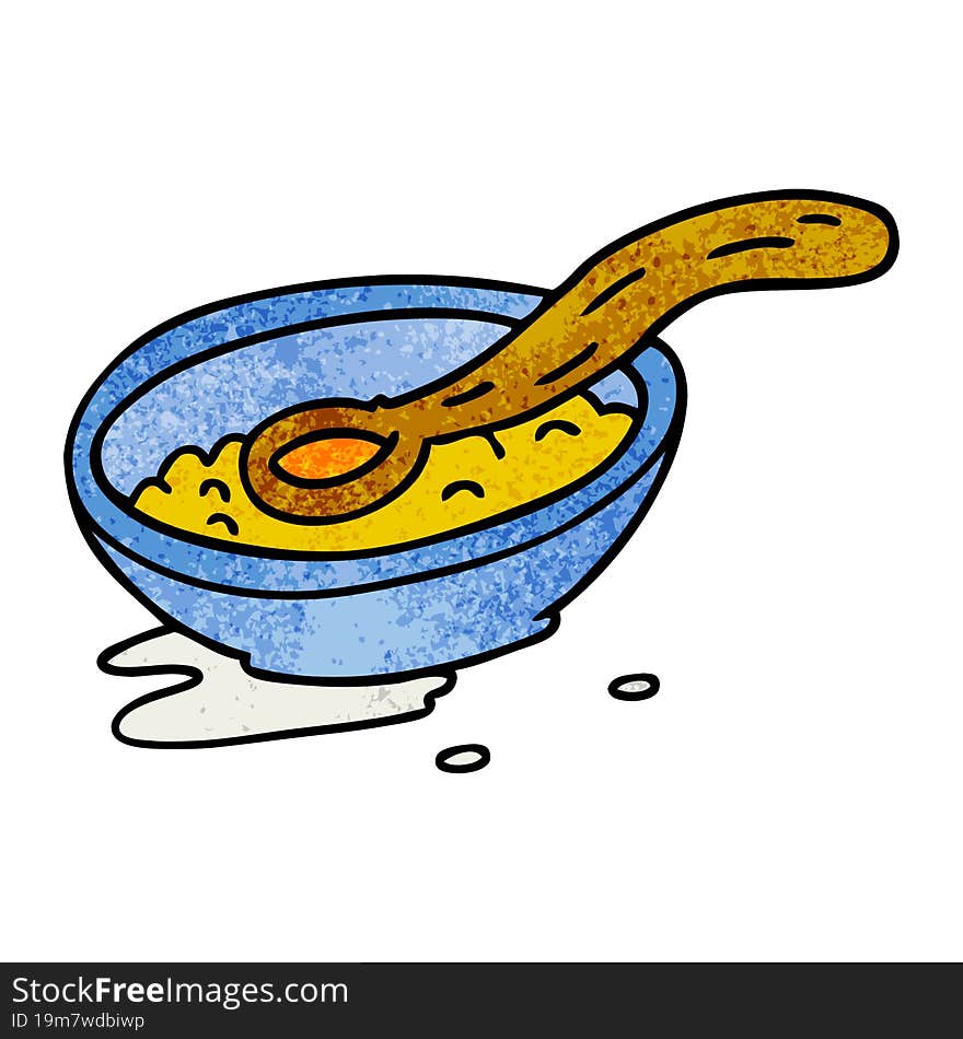 hand drawn textured cartoon doodle of a cereal bowl