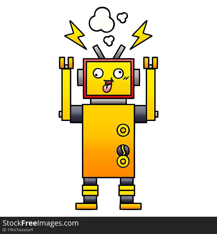 gradient shaded cartoon malfunctioning robot