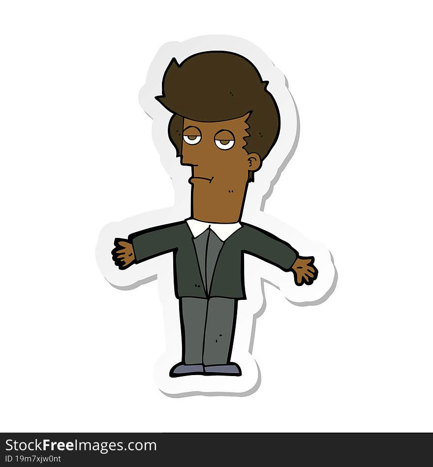 sticker of a cartoon bored man