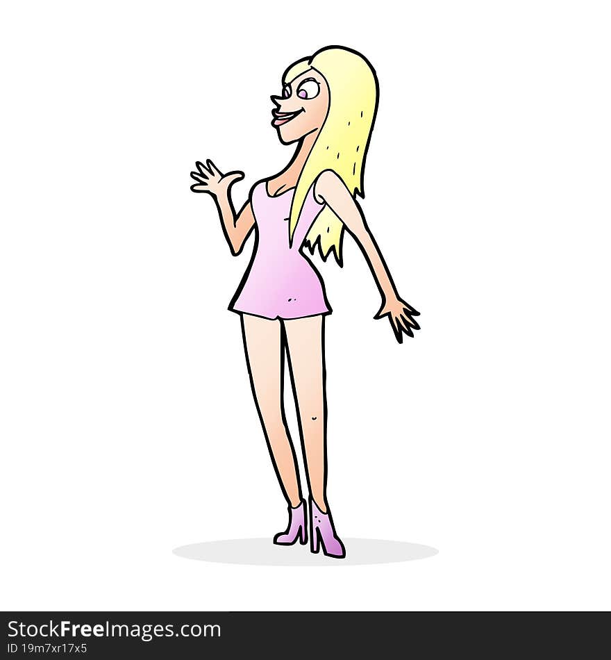 cartoon woman in pink dress