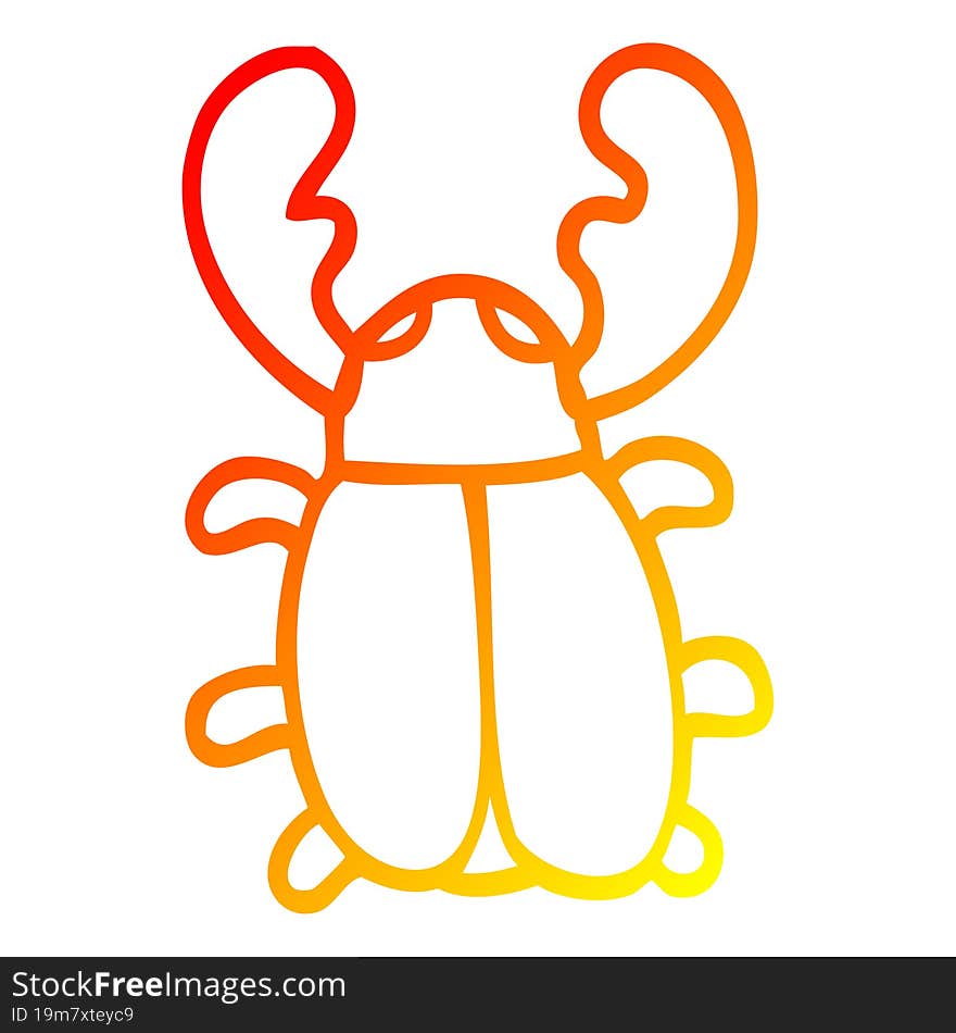 warm gradient line drawing of a cartoon huge beetle