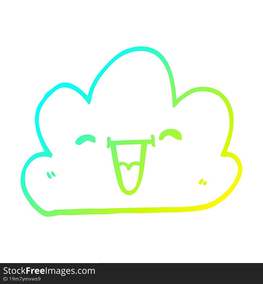 cold gradient line drawing of a cartoon expressive weather cloud