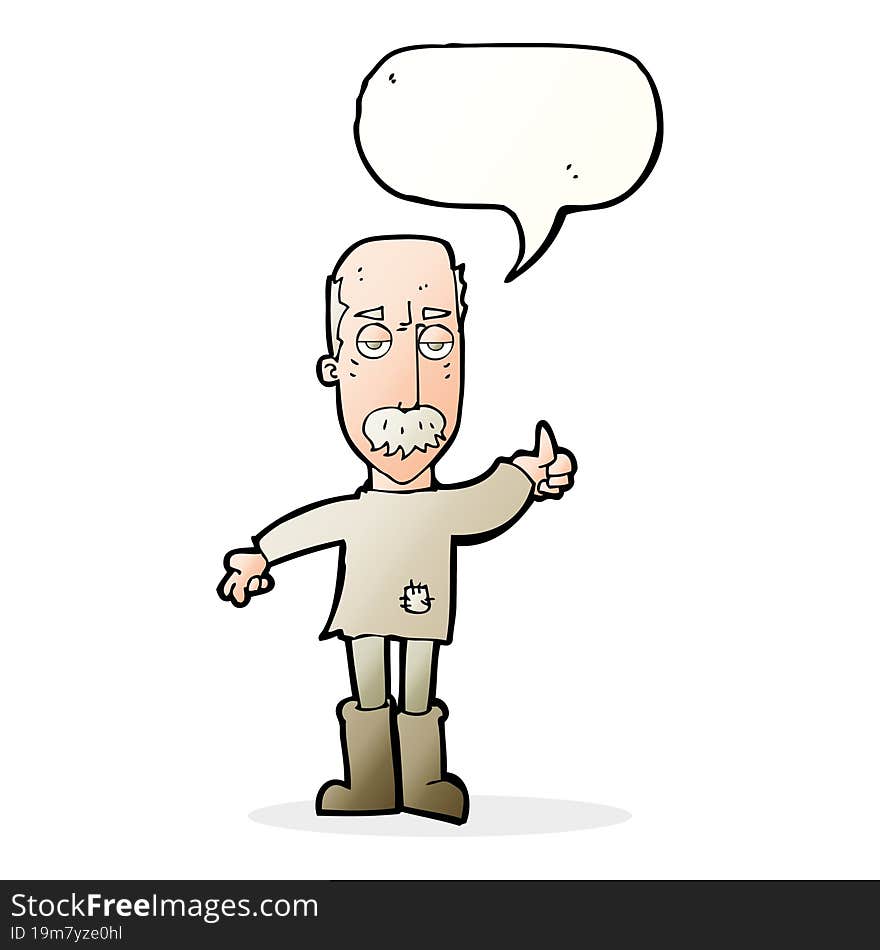 Cartoon Annoyed Old Man With Speech Bubble