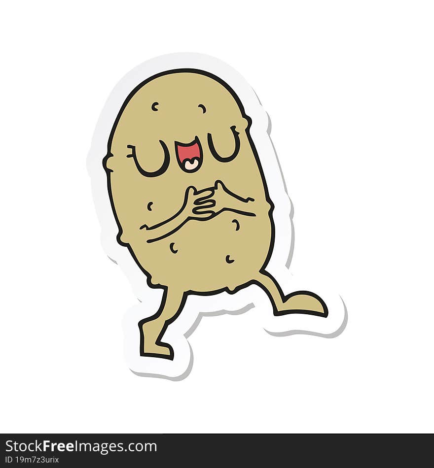 sticker of a cartoon happy potato