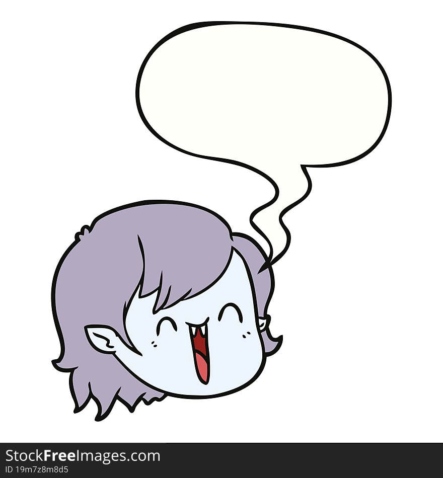 cartoon vampire girl face and speech bubble