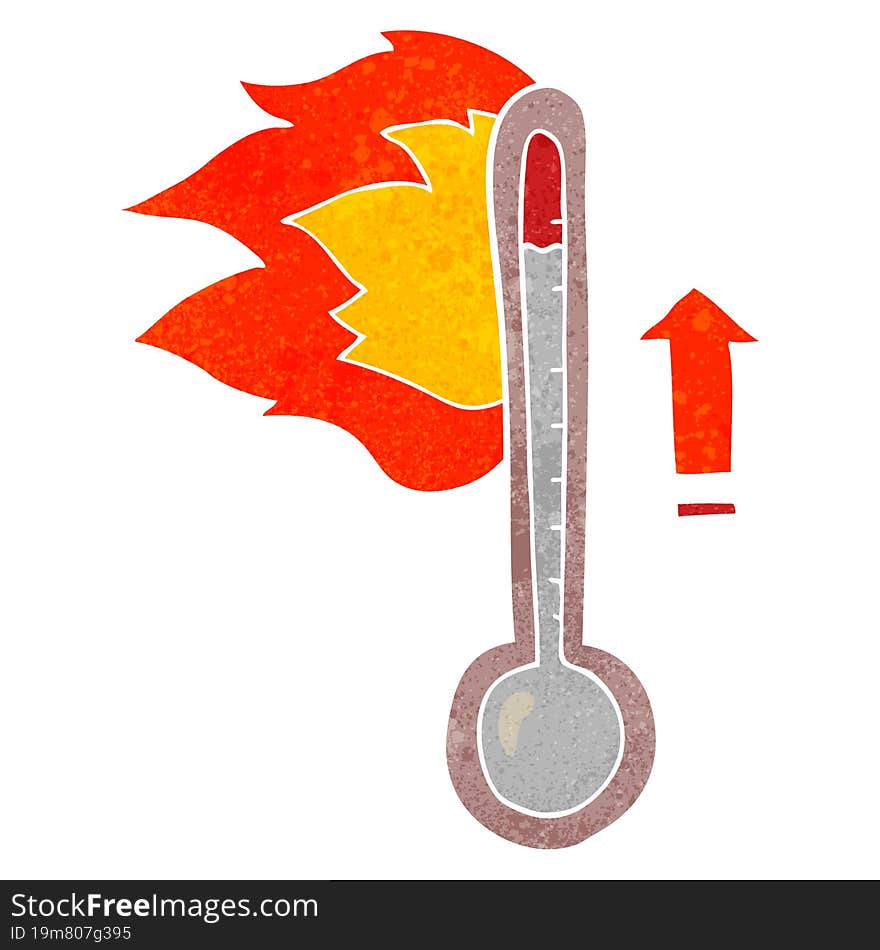 retro cartoon rising temperature