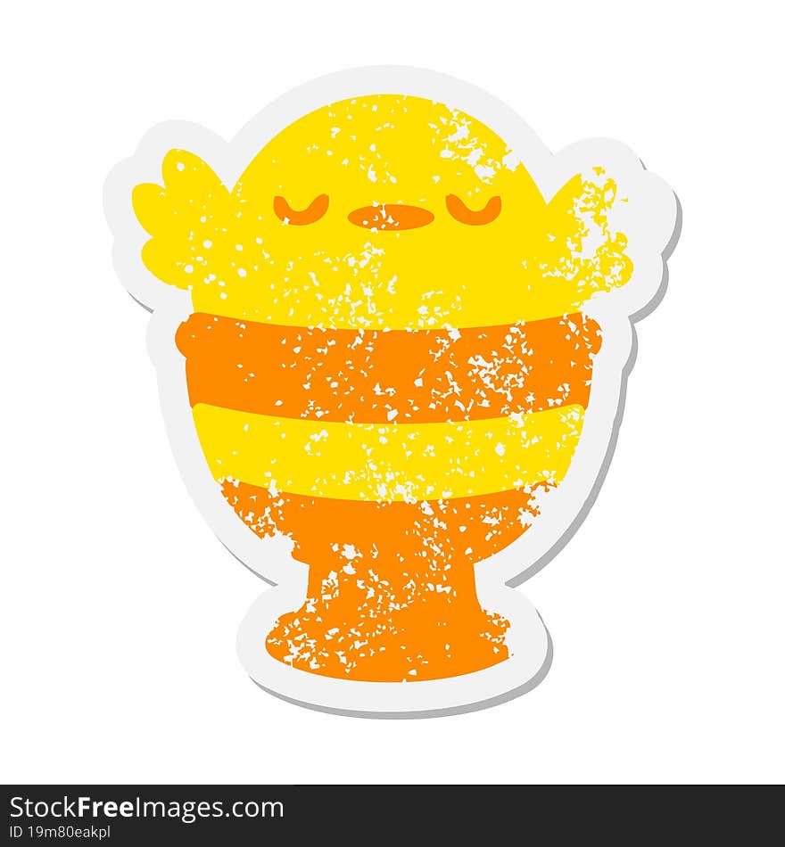 cute baby bird in egg cup grunge sticker