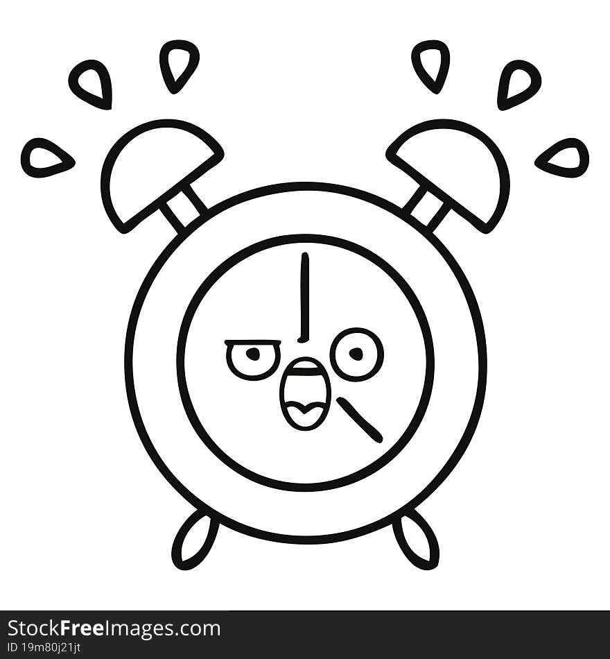 line drawing cartoon alarm clock