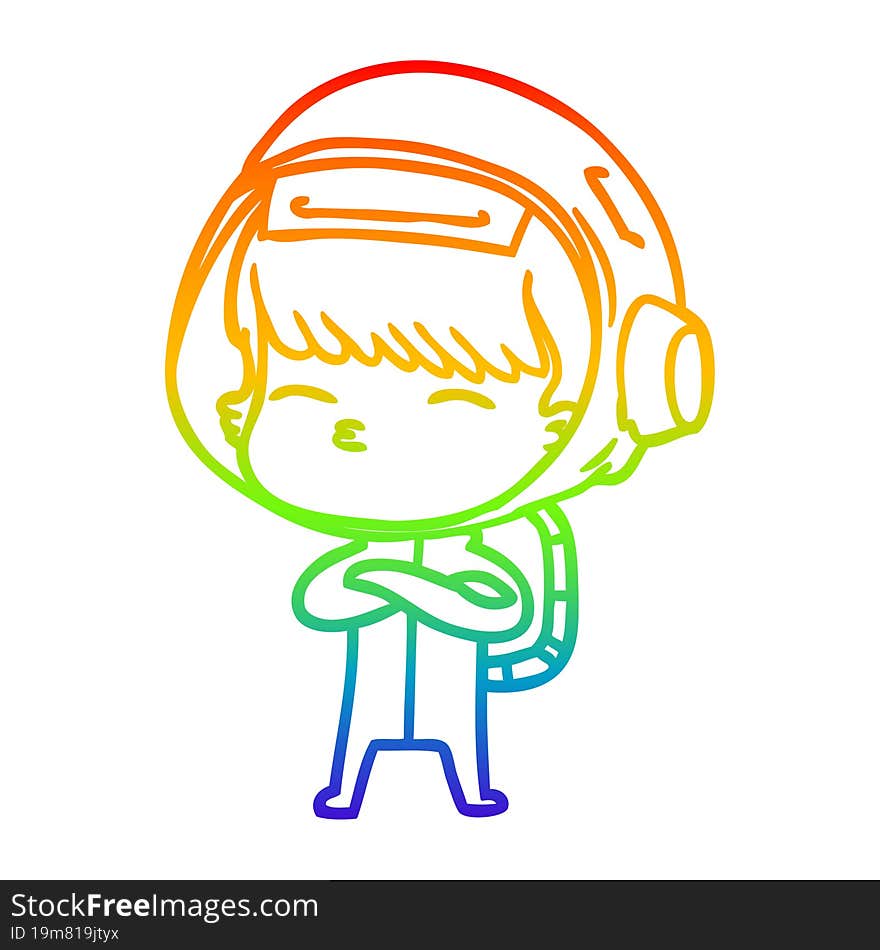 rainbow gradient line drawing cartoon curious astronaut