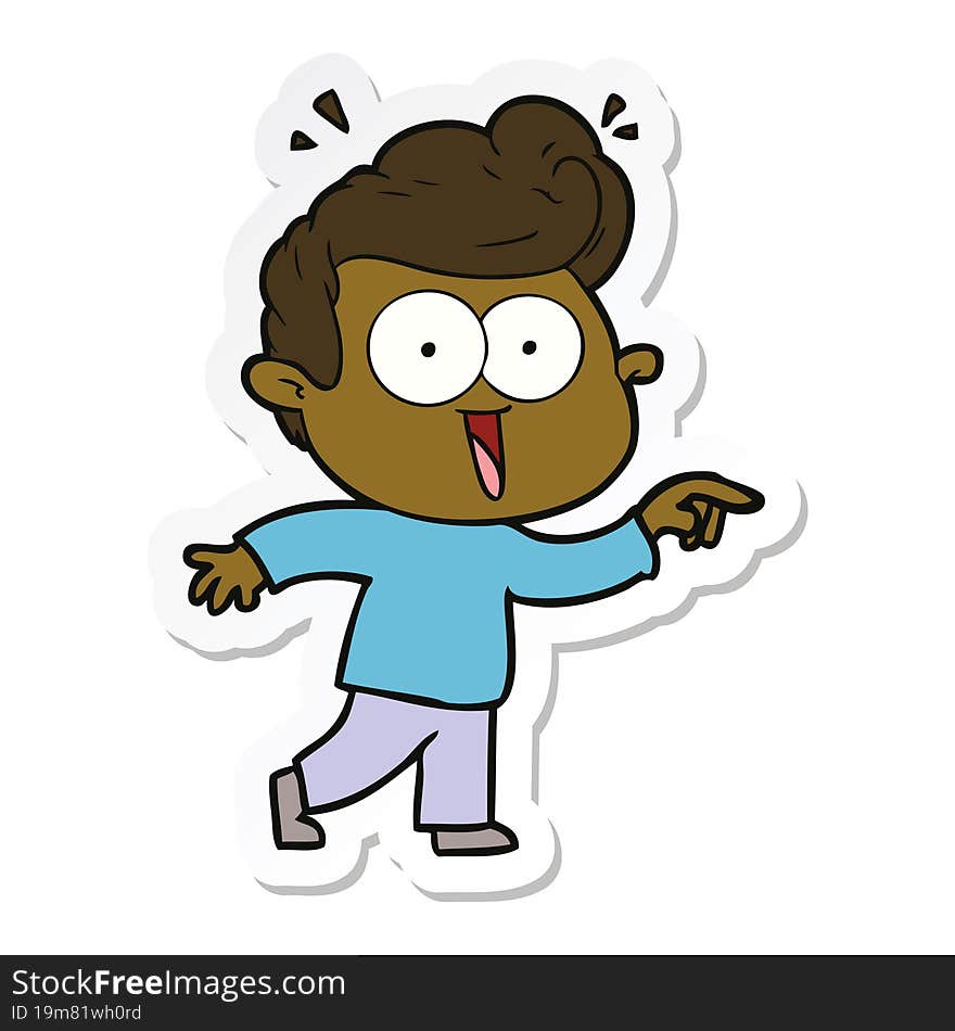 sticker of a cartoon excited man