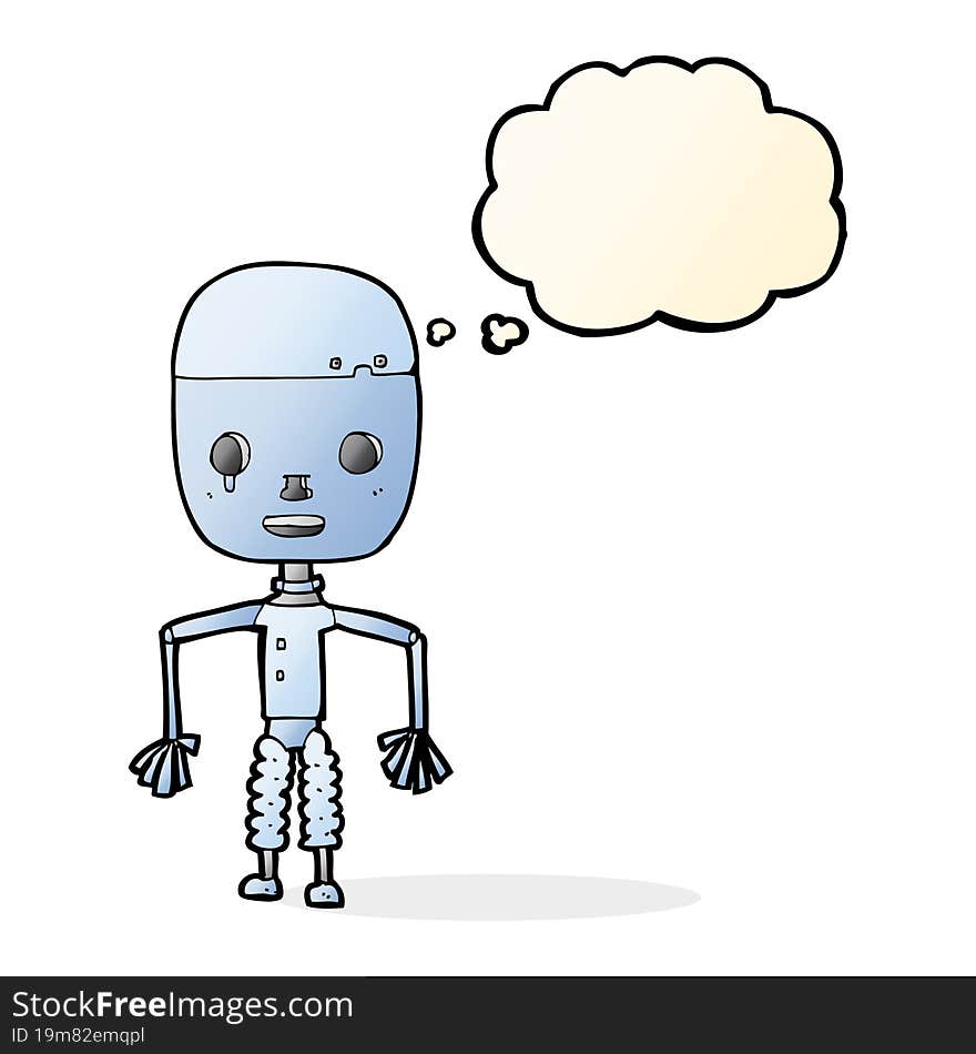 cartoon robot with thought bubble