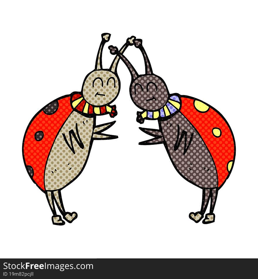 comic book style cartoon ladybugs greeting