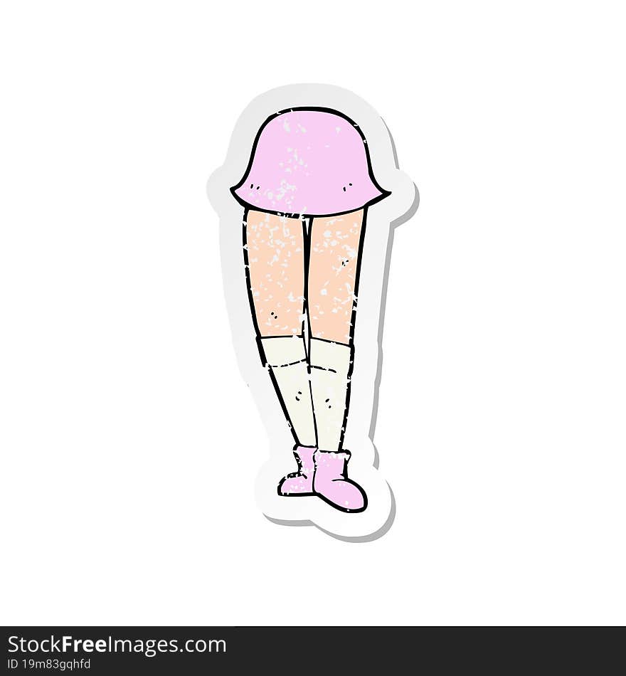 retro distressed sticker of a cartoon female legs