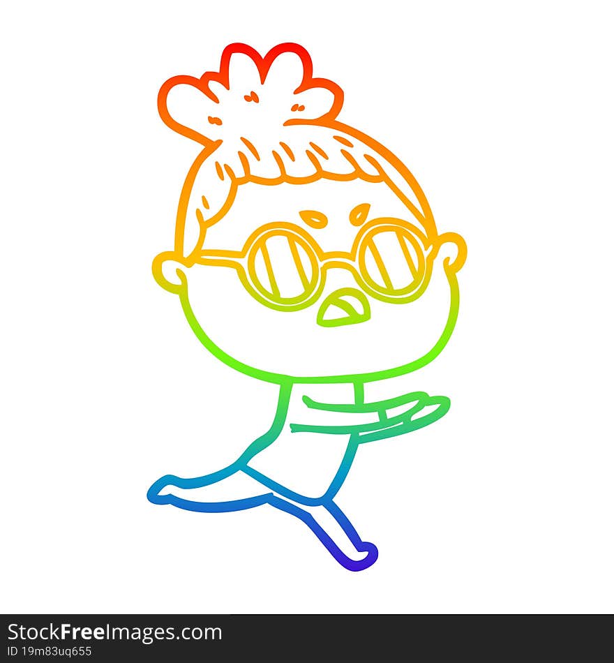 rainbow gradient line drawing cartoon annoyed woman