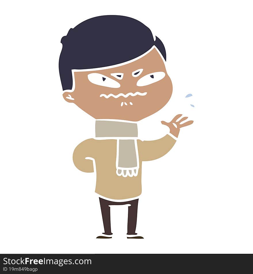 flat color style cartoon angry man