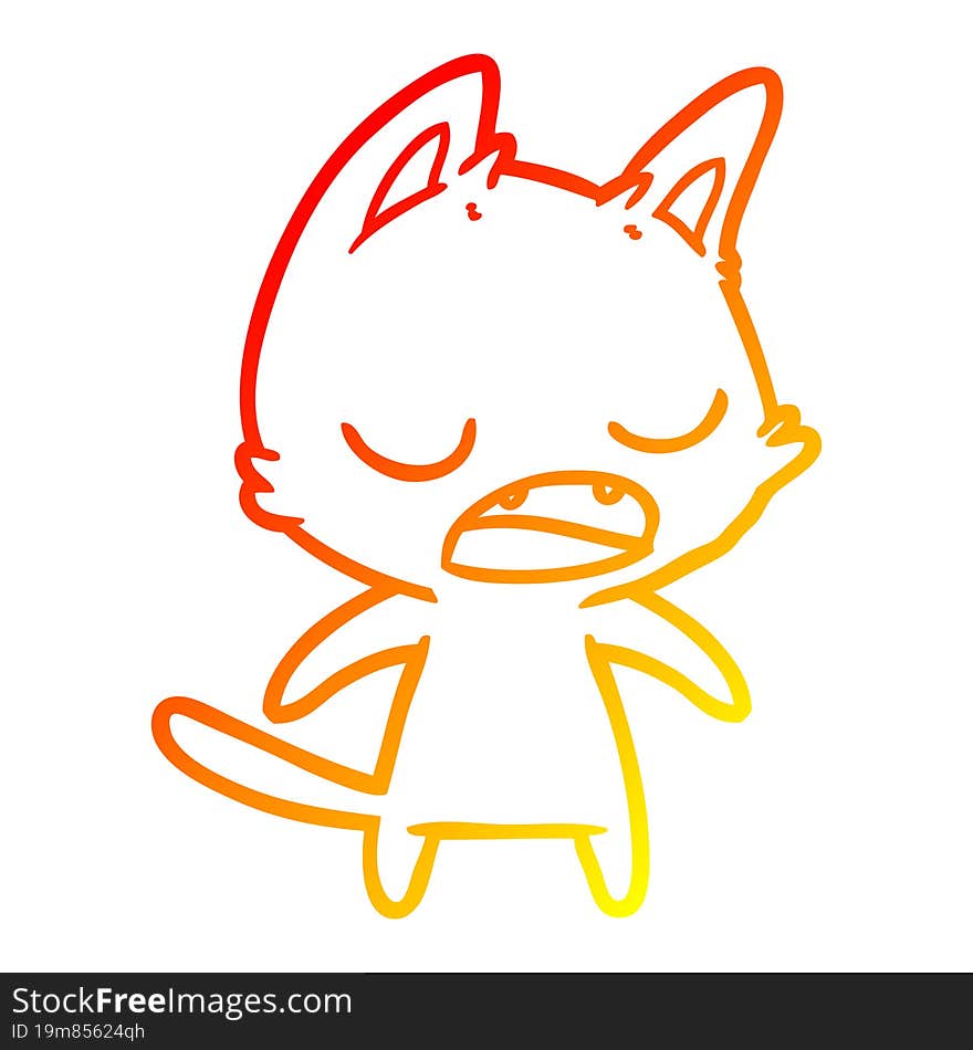 warm gradient line drawing talking cat cartoon