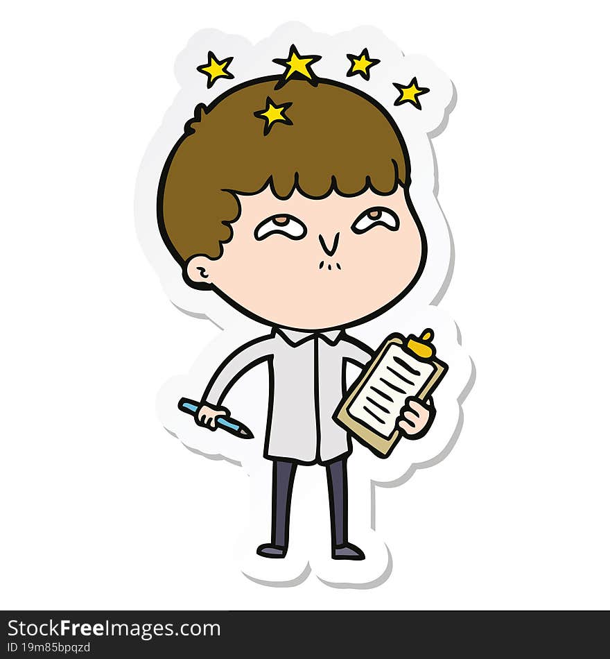 Sticker Of A Cartoon Amazed Boy