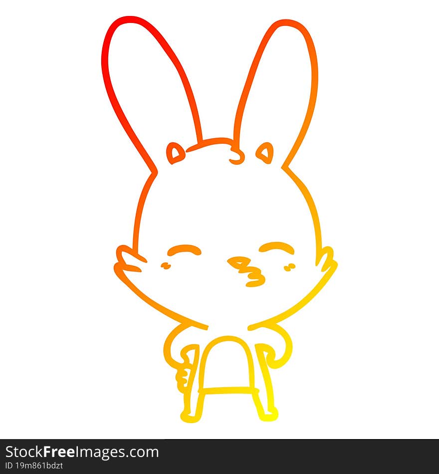 warm gradient line drawing of a curious bunny cartoon