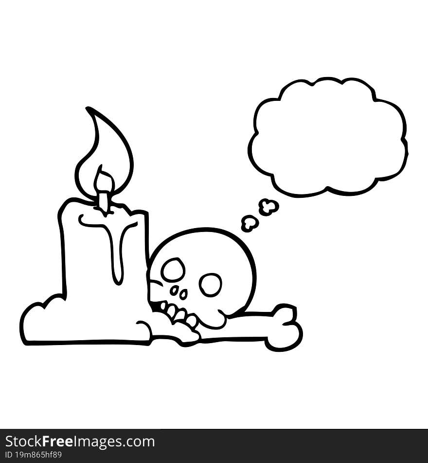 Thought Bubble Cartoon Spooky Skull And Candle