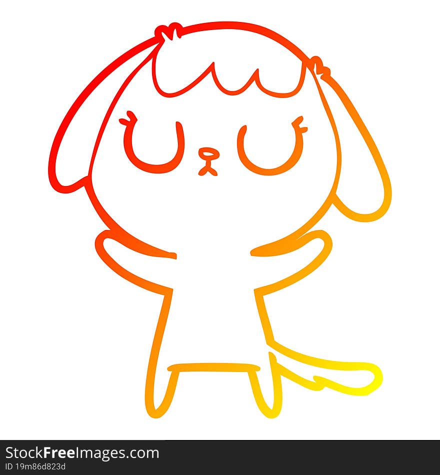 warm gradient line drawing of a cute cartoon dog