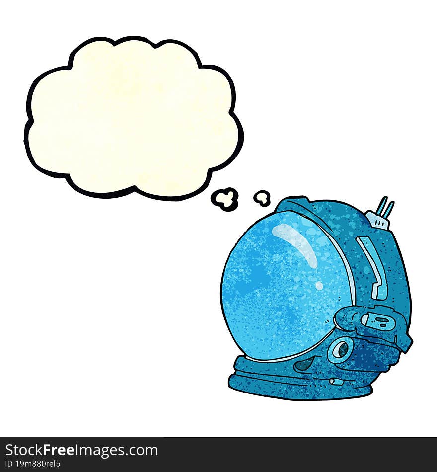 cartoon astronaut helmet with thought bubble