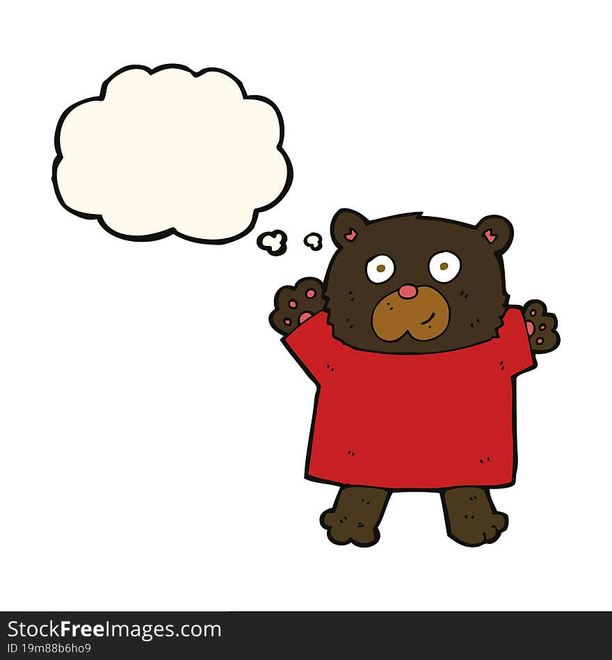 cartoon cute black bear with thought bubble