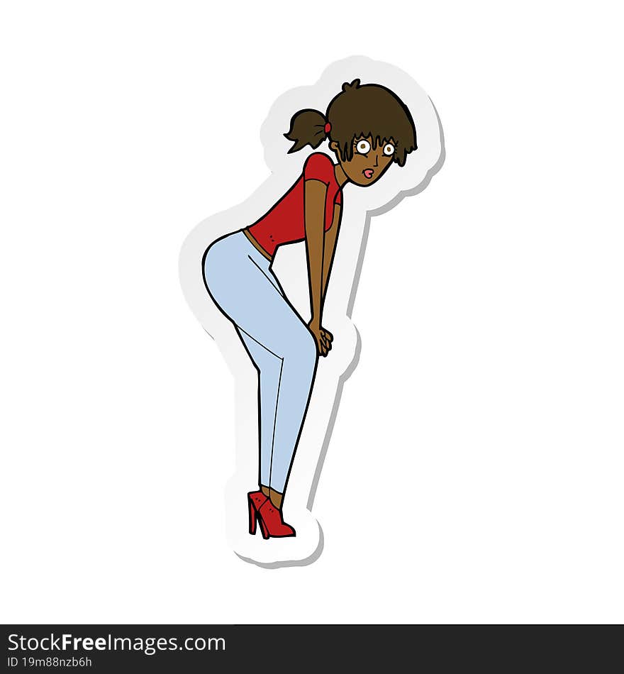 Sticker Of A Cartoon Woman Posing