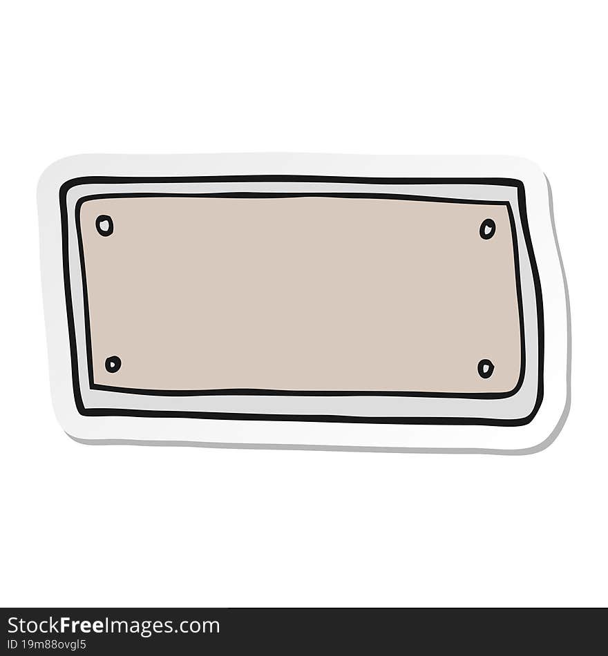 sticker of a cartoon blank sign