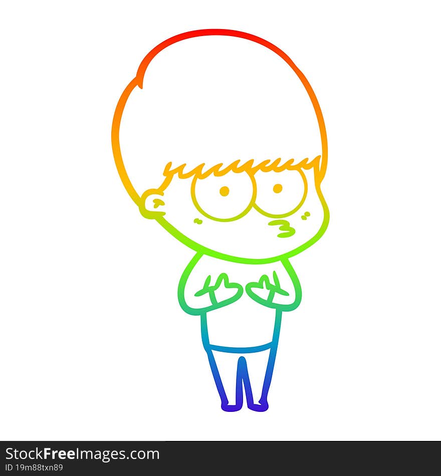 rainbow gradient line drawing nervous cartoon boy