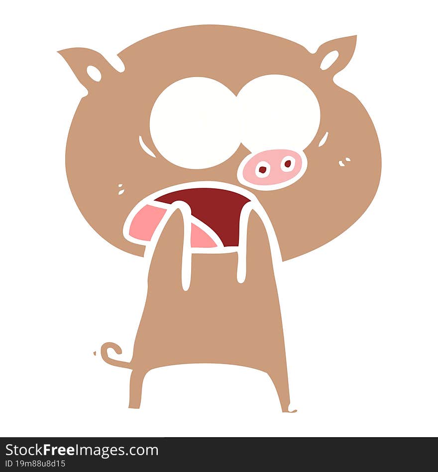 Flat Color Style Cartoon Pig Shouting