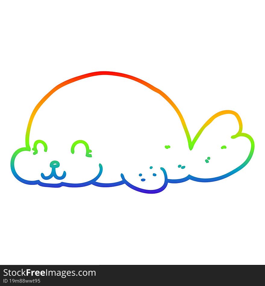 Rainbow Gradient Line Drawing Cute Cartoon Seal