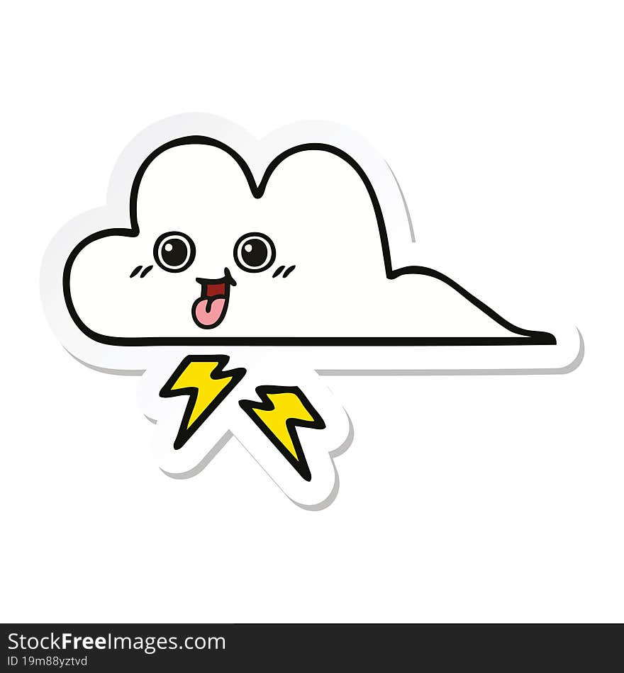 sticker of a cute cartoon storm cloud