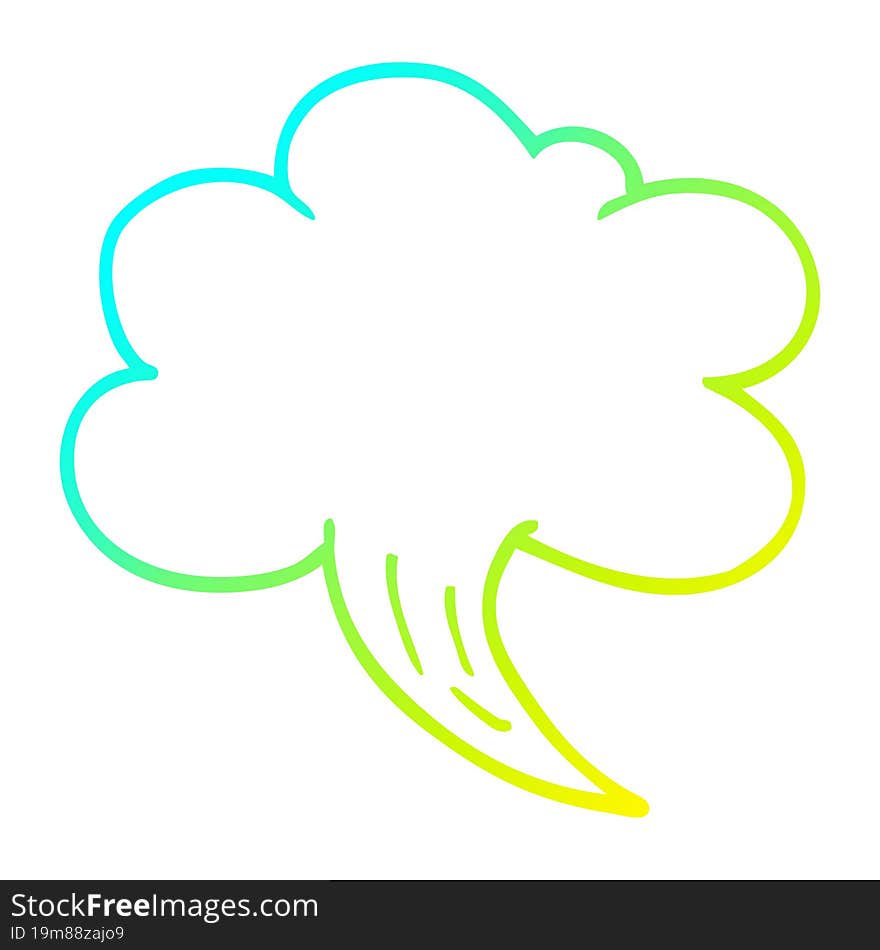 cold gradient line drawing cartoon whooshing cloud